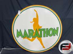 MARATHON PORCELAIN SIGN DOUBLE SIDED 48”