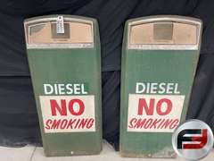 GAS PUMP SIDE COVERS UNRESTORED, SAYS DEISEL NO SMOKING QTY-2