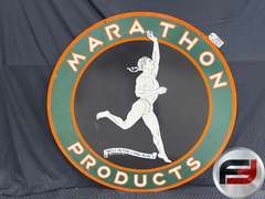 MARATHON PRODUCTS PORCELAIN SIGN DOUBLE SIDED 48”