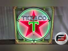 TEXACO PORCELAIN NEON SIGN, 72" X 72", NEW NEON GLASS,