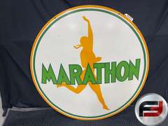 MARATHON PORCELAIN SIGN DOUBLE SIDED 48”