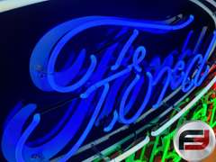 FORD GARAGE TIN NEON SIGN, 72" X 38", NEW NEON