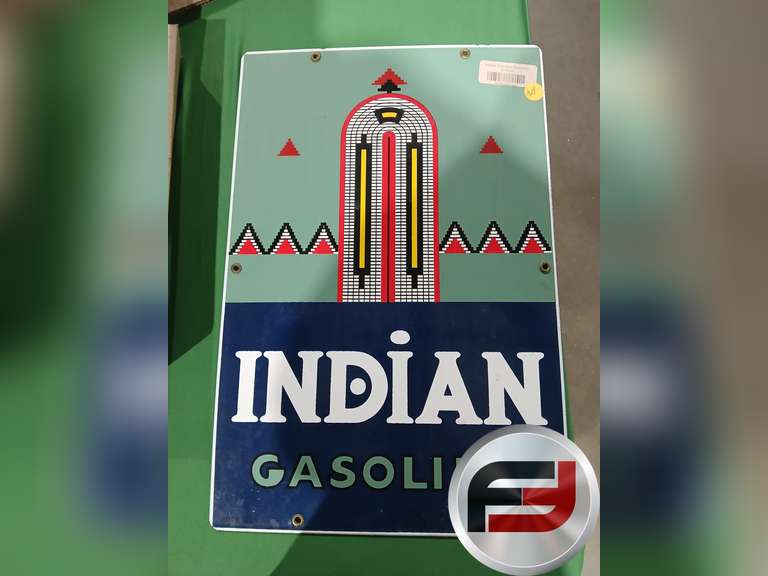 12"X 18" SINGLE SIDED INDIAN GASOLINE PORCILEN SIGN