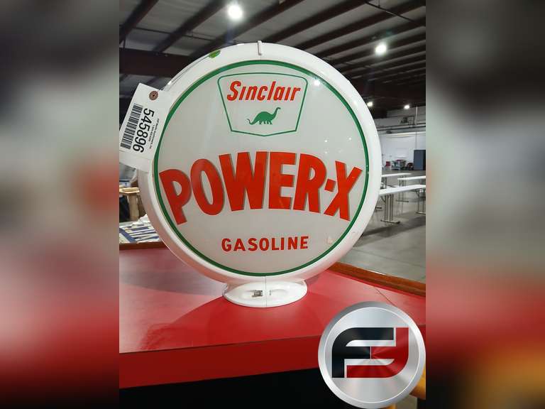 SINCLAIR POWER X GASOLINE DOUBLE SIDED GLOBE PLASTIC HOUSING
