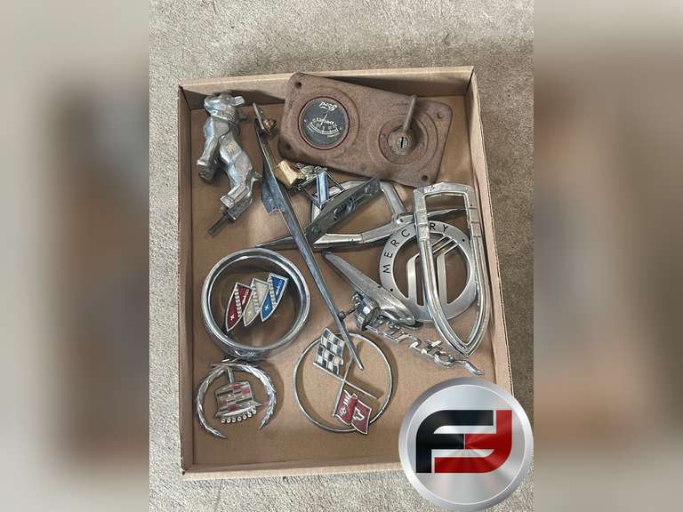 FLAT OF MISC HOOD EMBLEMS AND BADGES