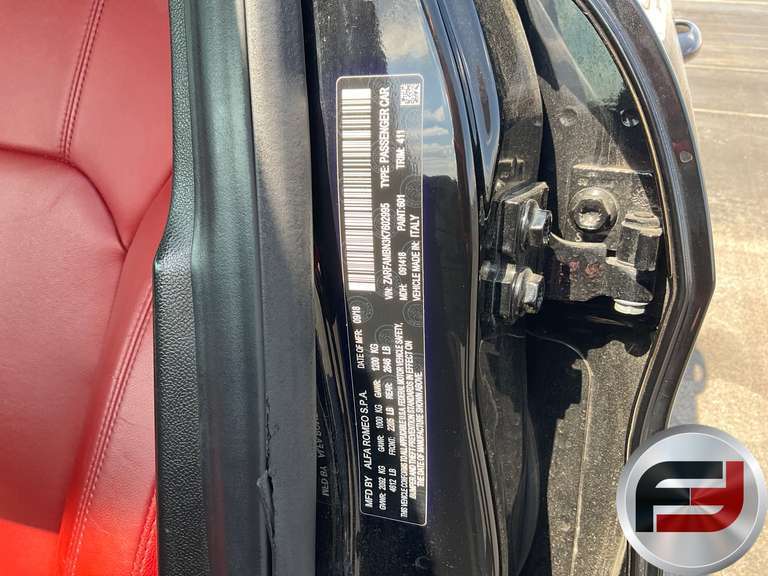 2019 ALFA ROMEO GIULIA (952) VIN: ZARFAMBN3K7602995 4-DOOR SEDAN