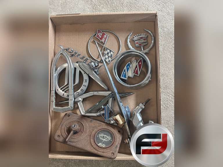 FLAT OF MISC HOOD EMBLEMS AND BADGES