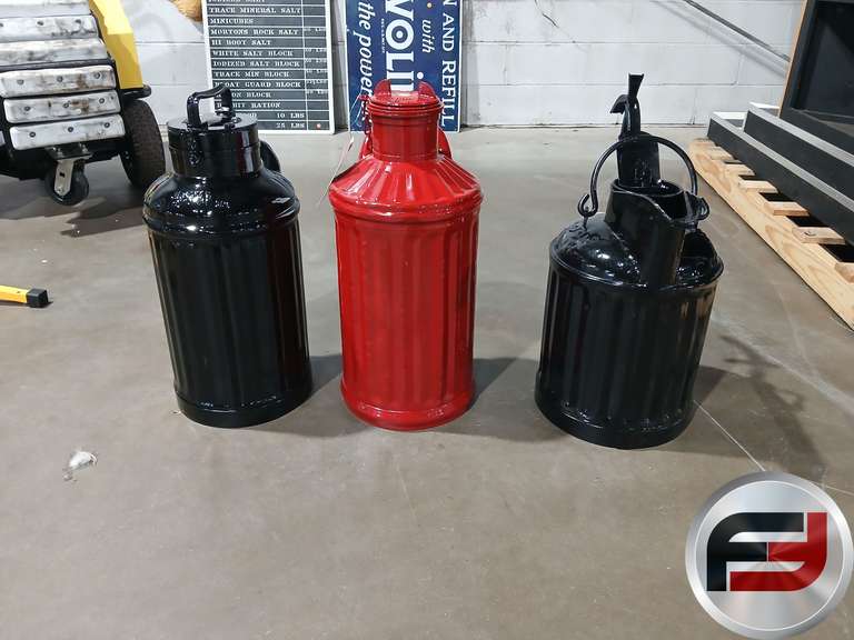 3 REFURBISHED ANTIQUE OIL CANS
