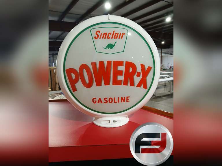 SINCLAIR POWER X GASOLINE DOUBLE SIDED GLOBE PLASTIC HOUSING