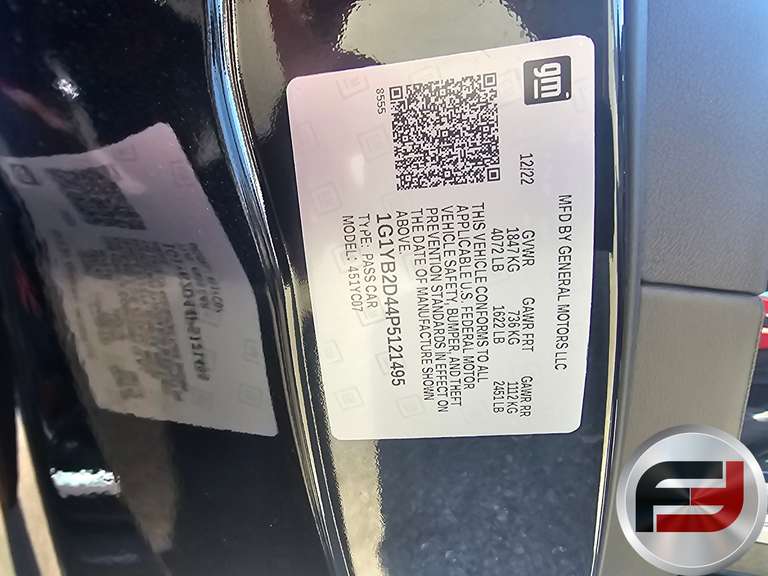 2023 CHEVROLET CORVETTE STINGRAY 70TH SPORTS CAR VIN: 1G1YB2D44P5121495