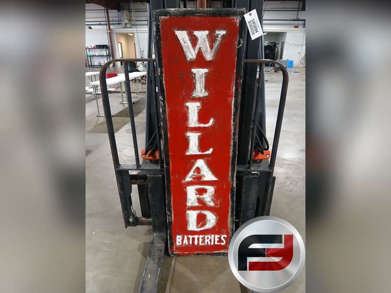 WILLARD BATTERIES 16"X5' EMBOSSED METAL SIGN