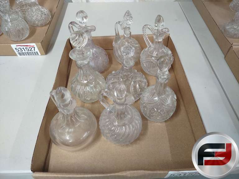 VINEGAR AND OIL DECANTERS, QTY OF 8