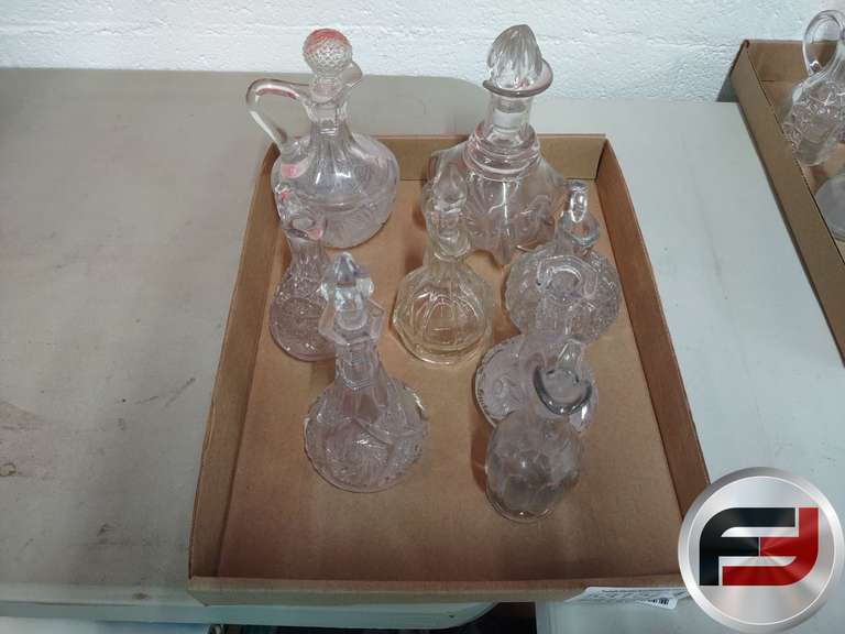 VINEGAR AND OIL DECANTERS, QTY OF 8