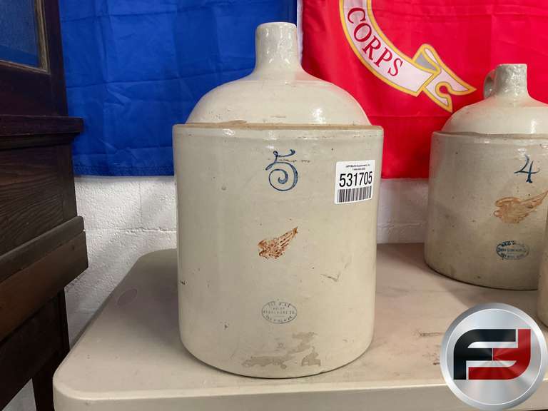 UNION STONEWARE REDWING #5 CROCK
