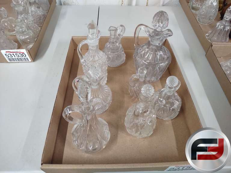 VINEGAR AND OIL DECANTERS, QTY OF 8