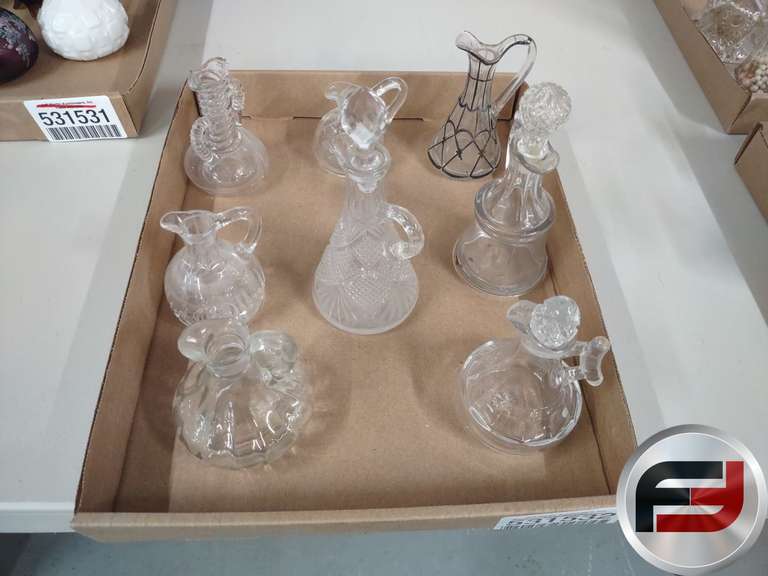 VINEGAR AND OIL DECANTERS, QTY OF 8