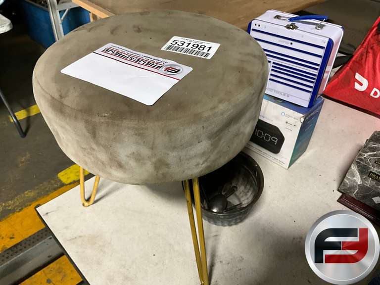 STOOL, MATCO LUNCH BOX, HOME VOICE CLOCK