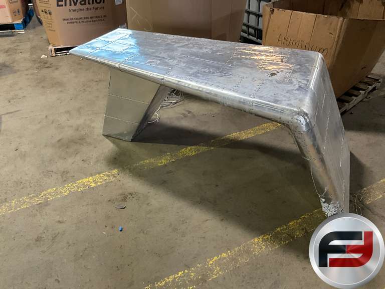 ALUMINUM DESK MADE OUT OF AIRPLANE WING