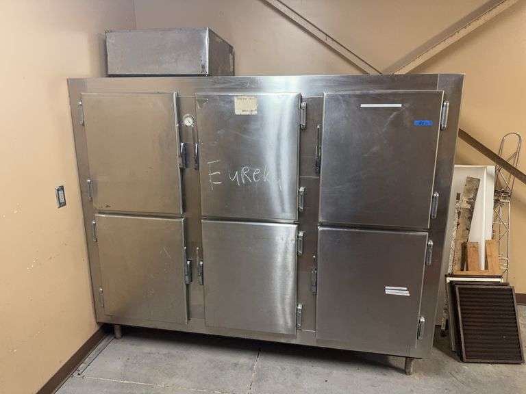 6-door stainless refrigerated Cooler, unknown condition, compressor on top of cooler