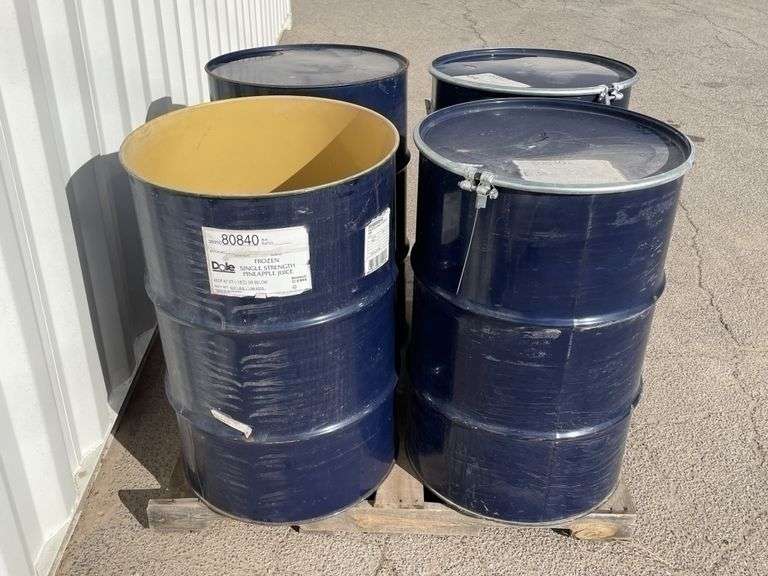 (4)pcs - 50 GAL Clean Food Grade Blue Steel Drums