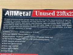UNUSED 23FT x 22FT Double Garage Metal Shed