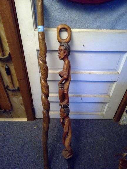 2 Hand Carved Walking Sticks
