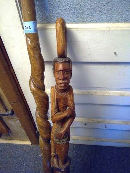 2 Hand Carved Walking Sticks