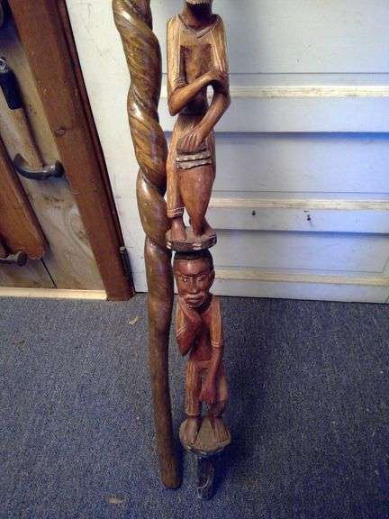 2 Hand Carved Walking Sticks