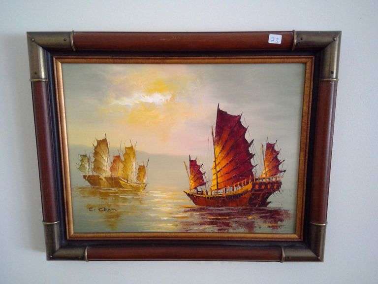 Signed Oil Painting by C. Chan