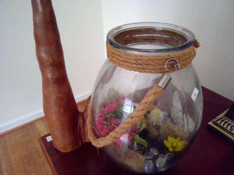 Decorative Jar with Faux Foliage and butterflies and more