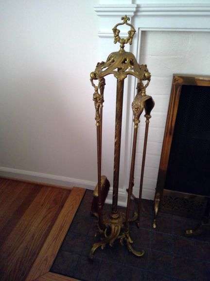 Antique Brass Fire Irons/Tools