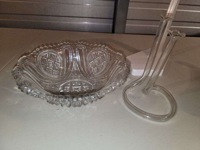 Cut glass Pitcher, Bowl, Dual bud vase