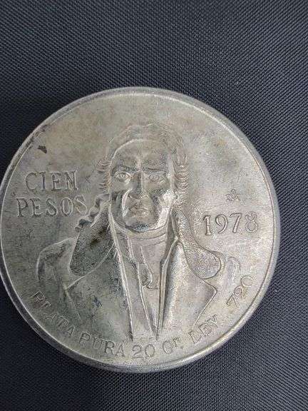 SILVER 1978 Mexican 100 Pesos coin, Morelos Coin