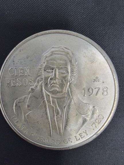 SILVER 1978 Mexican 100 Pesos coin, Morelos Coin