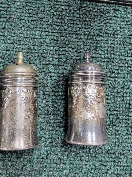 Candle Holders from Italy, Silver Plated Salt and Pepper Shakers