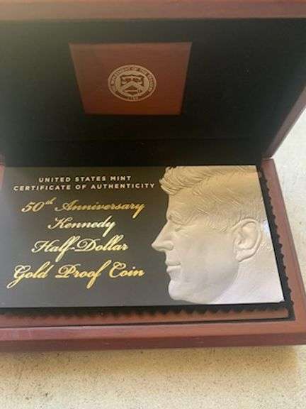 50th Anniversary Kennedy Half Dollar Gold Proof Coin NO Buyers Premium or Tax