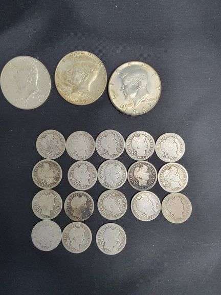 18 Silver Dimes and 3 40% Silver Half Dollars