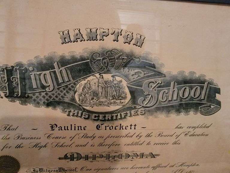 June 8m, 1921 Hampton High School Diploma