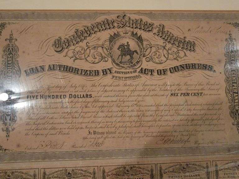 Confederate States of America February 17th, 1864 $500 Loan