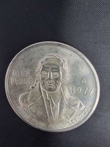 SILVER 1977 Mexican 100 Pesos coin, Morelos Coin