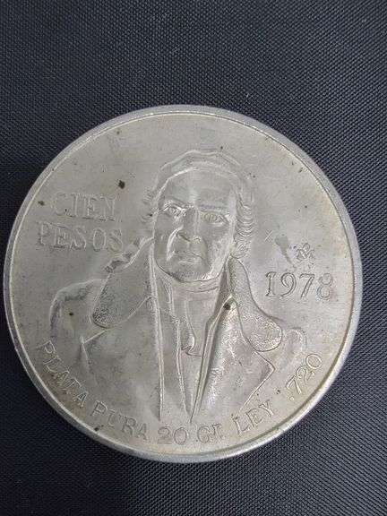 SILVER 1978 Mexican 100 Pesos coin, Morelos Coin
