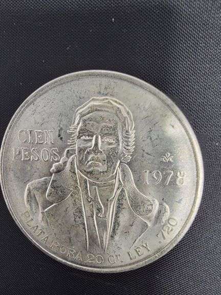 SILVER 1978 Mexican 100 Pesos coin, Morelos Coin