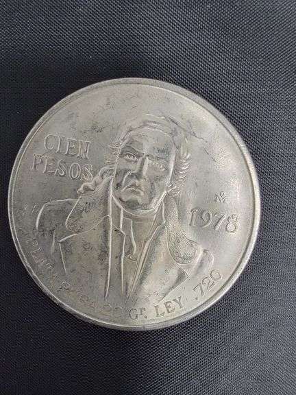 SILVER 1978 Mexican 100 Pesos coin, Morelos Coin