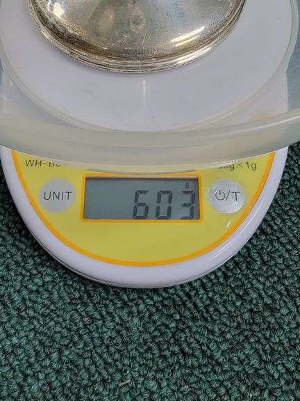 603 grams Sterling Silver Candle Holders and dish, Weighted