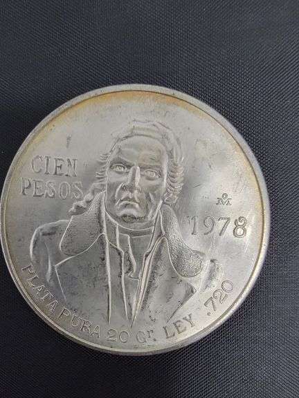 SILVER 1978 Mexican 100 Pesos coin, Morelos Coin