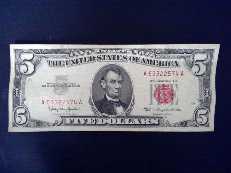 2  1963 Red Seal $5 Bills
