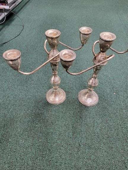 1344 grams Sterling Silver Candle Holders Weighted