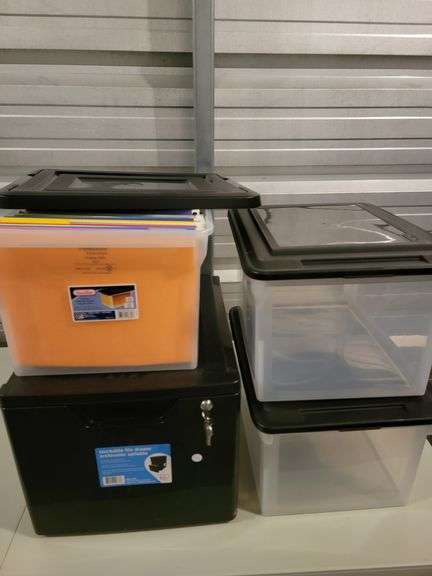 Lockable File Tote plus 3 plastic file totes