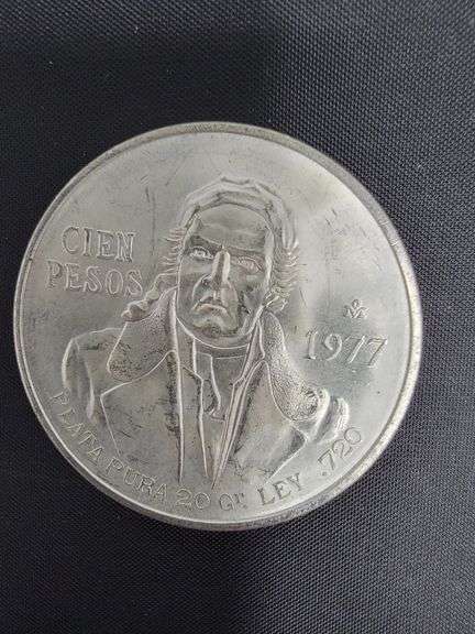 SILVER 1977 Mexican 100 Pesos coin, Morelos Coin
