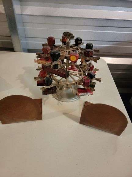 Vintage Rubber Stamps with wooden handles and carousel holder